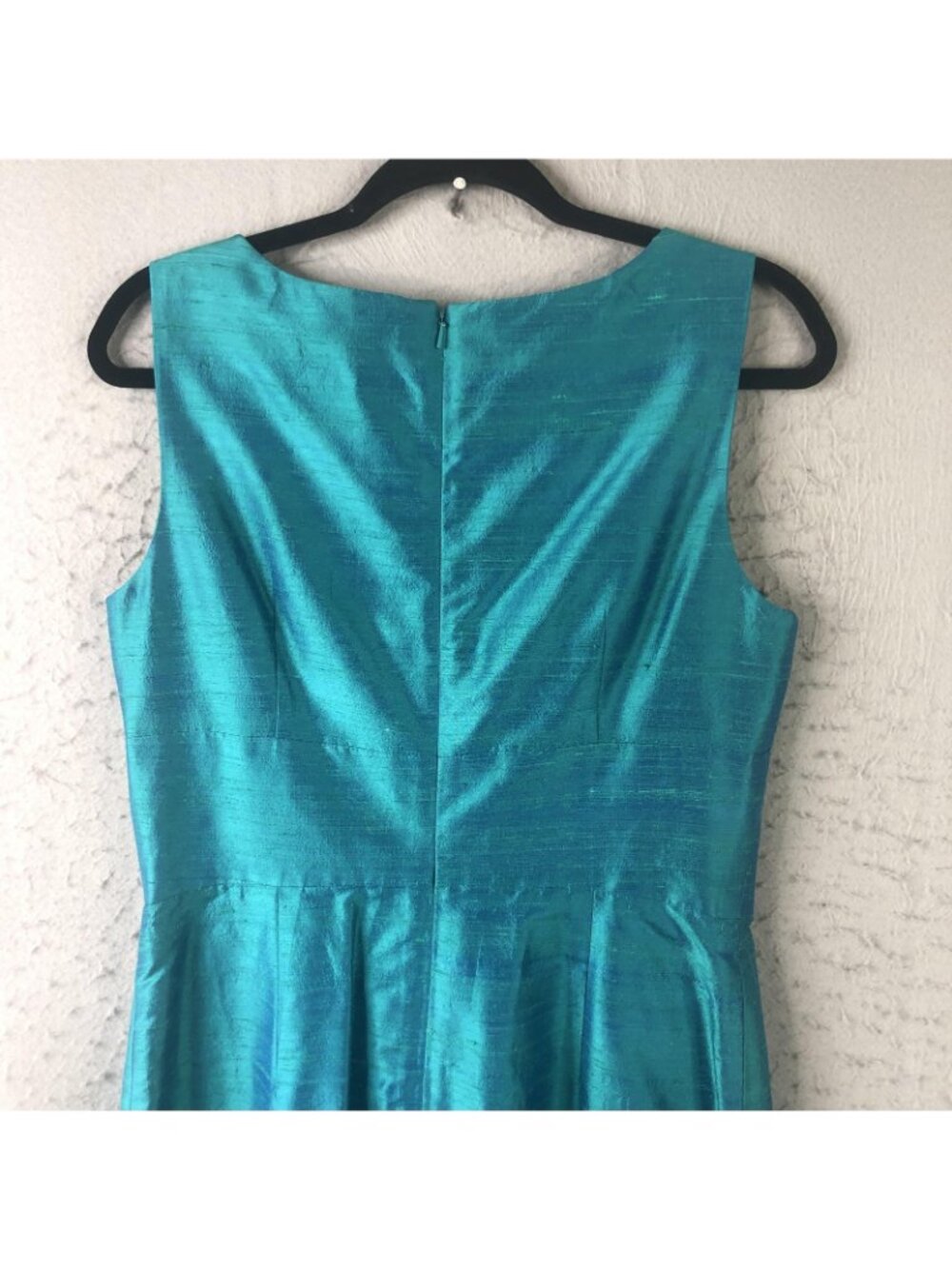 Kay Unger New York Dress Womens 10 Blue Silk Pleated Sheath Party Cocktail - Picture 10 of 16
